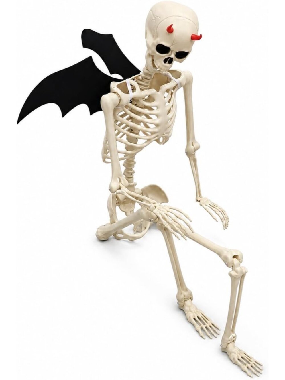 5.4 ft Halloween Skeleton Decorations, bat Demon Decor Life Size with Adjustable